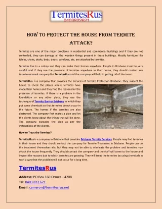 How to Protect the House from Termite Attack?