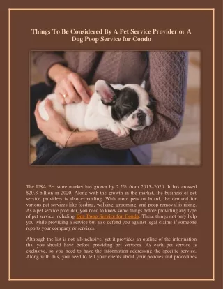 things to be considered by a pet service provider