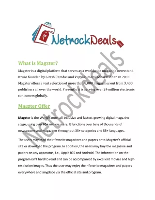 Get Amazing Magzter Offer At Netrockdeals