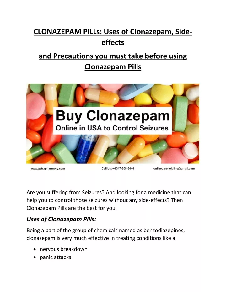 clonazepam pills uses of clonazepam side effects