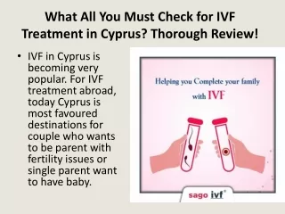 what all you must check for ivf treatment