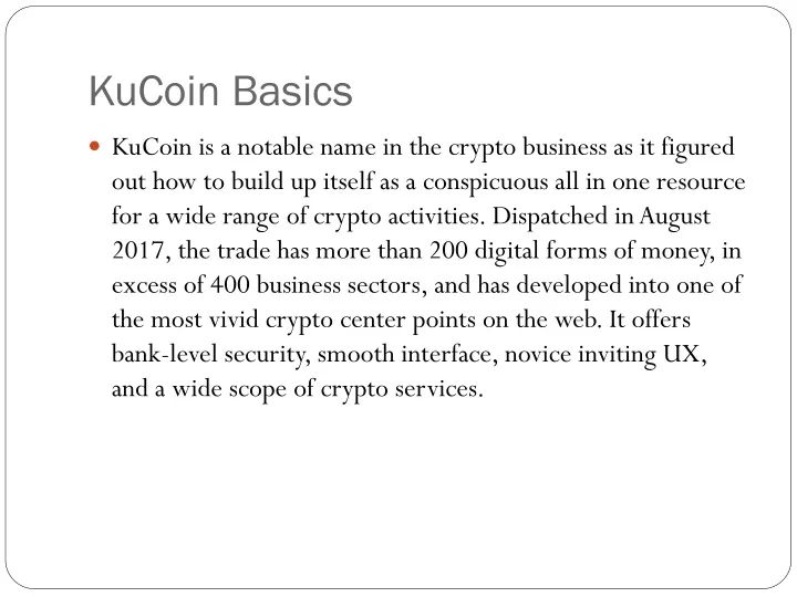 kucoin basics