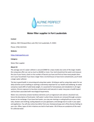 Water filter supplier in Fort Lauderdale
