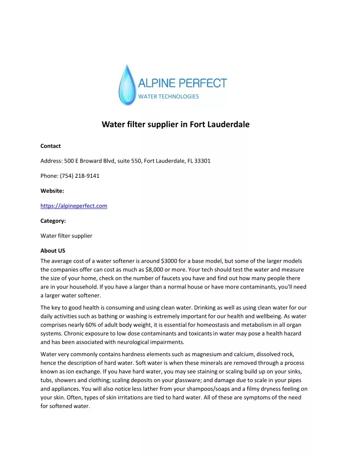 alpine perfect water technologies