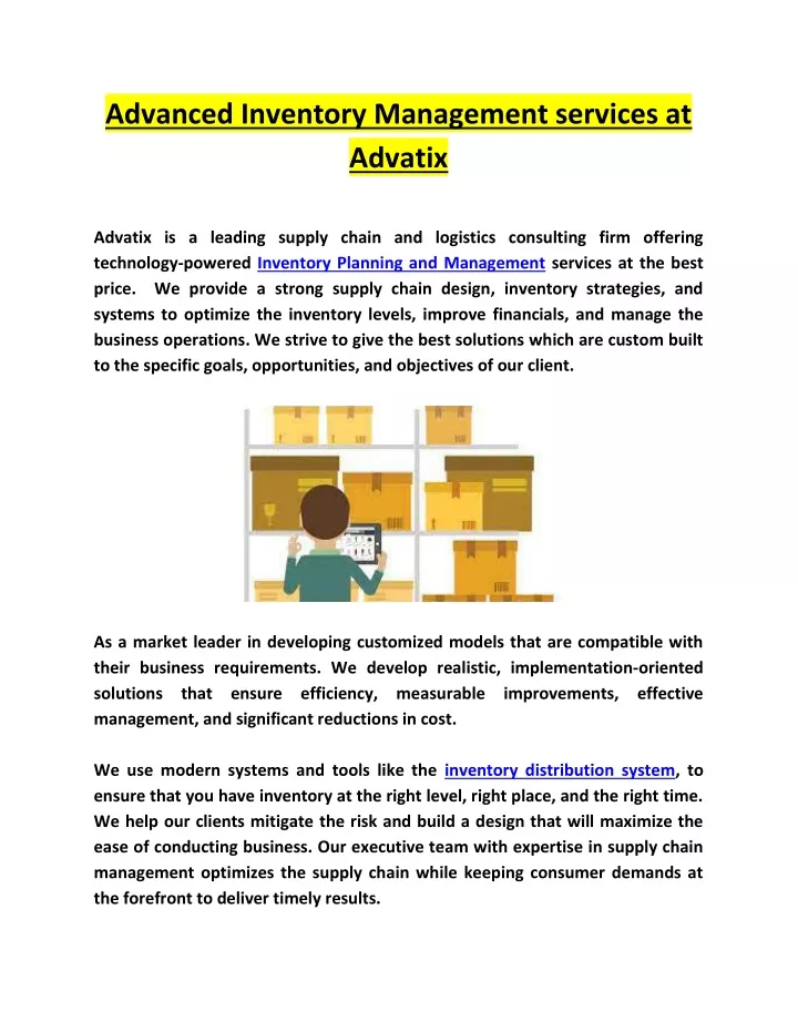 advanced inventory management services at advatix