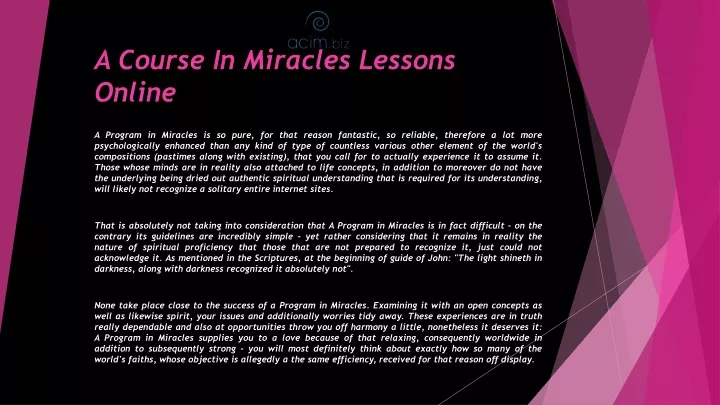 a course in miracles lessons online