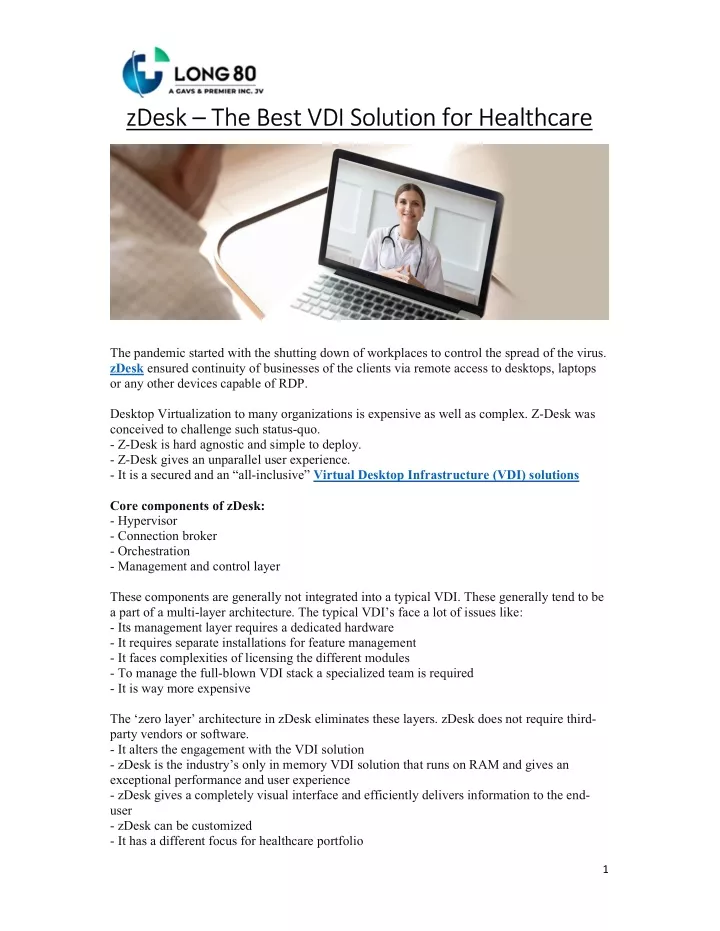 zdesk the best vdi solution for healthcare zdesk