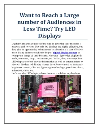 want to reach a large number of audiences in less