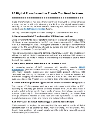 10 digital transformation trends you need to know
