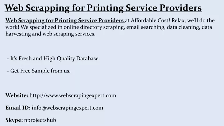 web scrapping for printing service providers