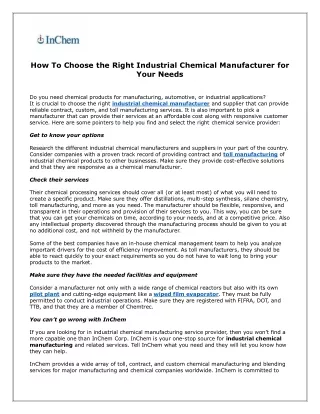 How To Choose the Right Industrial Chemical Manufacturer for Your Needs
