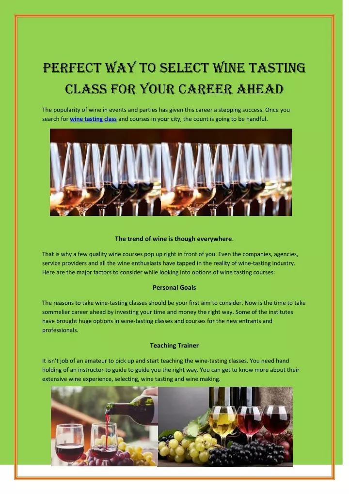 perfect way to select wine tasting class for your