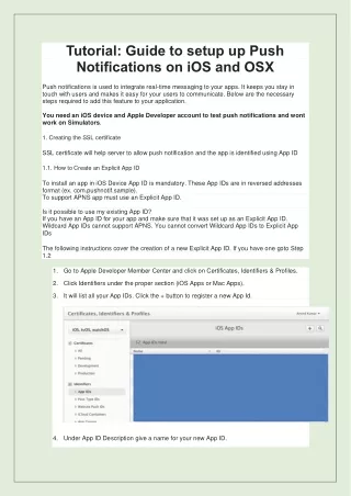 Guide to setup up Push Notifications on iOS and OSX