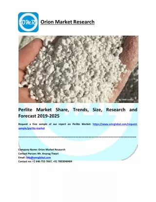 Perlite Market Growth, Size, Share and Forecast 2019-2025