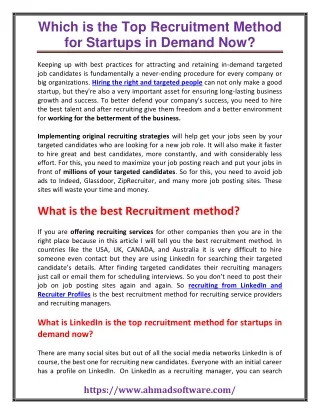 which is the top recruitment method for startups