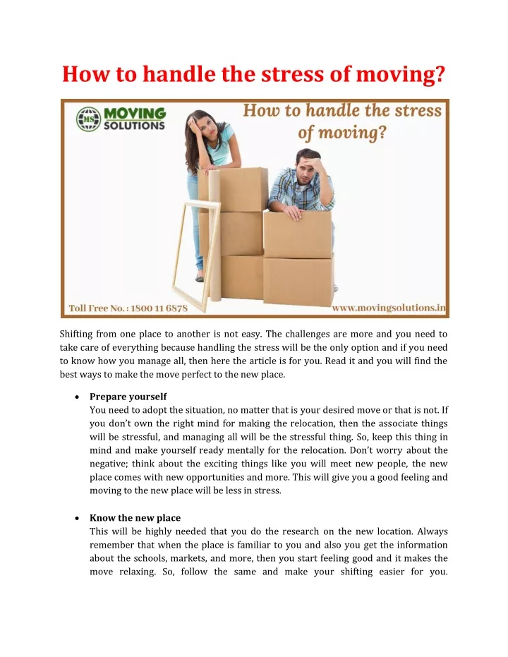 how to handle the stress of moving