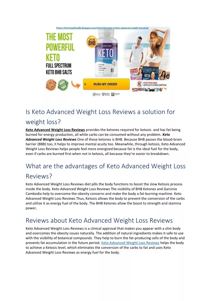 is keto advanced weight loss reviews a solution