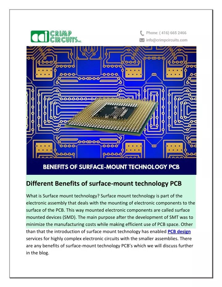 different benefits of surface mount technology pcb