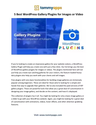 5 best wordpress gallery plugins for images