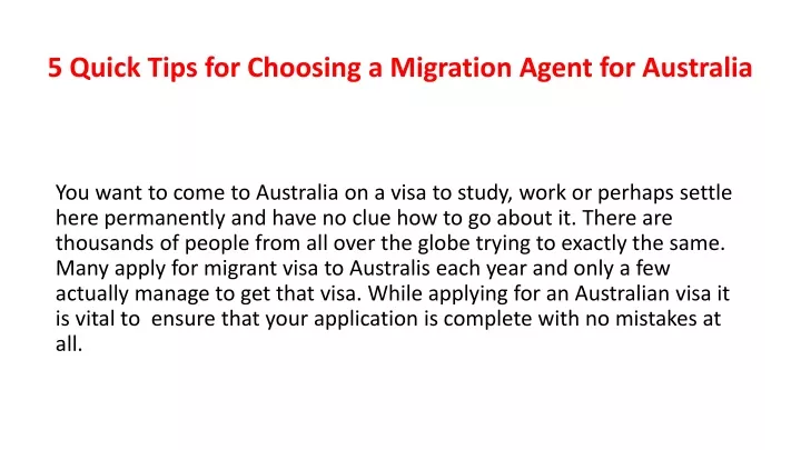 5 quick tips for choosing a migration agent for australia