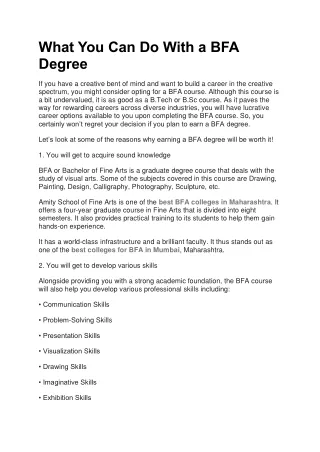 what you can do with a bfa degree