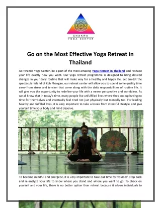 Yoga Retreat in Thailand