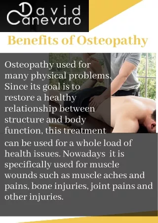 Health Benefits of Osteopathy