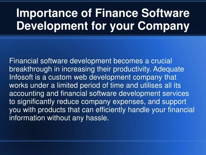 importance of finance software development for your company