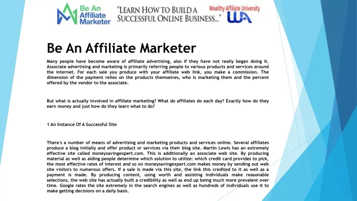 be an affiliate marketer
