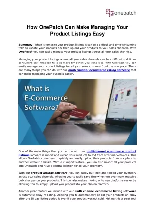 how onepatch can make managing your product