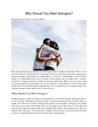 why should you meet swingers