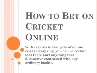 How to Bet on Cricket Online Free cricket betting tips