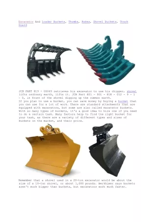 Excavator And Loader Buckets, Thumbs, Rakes, Shovel Buckets, Track   Guard