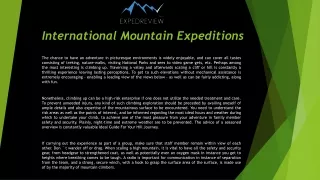 international mountain expeditions