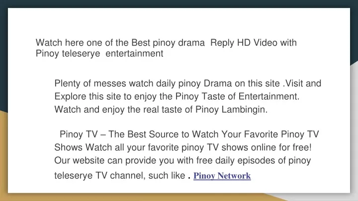 watch here one of the best pinoy drama reply hd video with pinoy teleserye entertainment