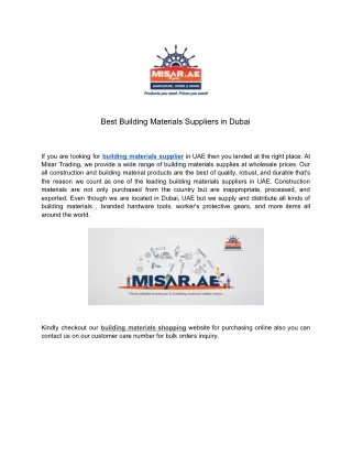 best building materials suppliers in dubai