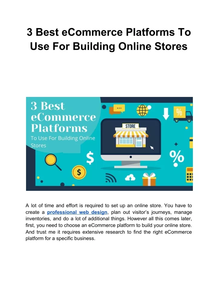 3 best ecommerce platforms to use for building