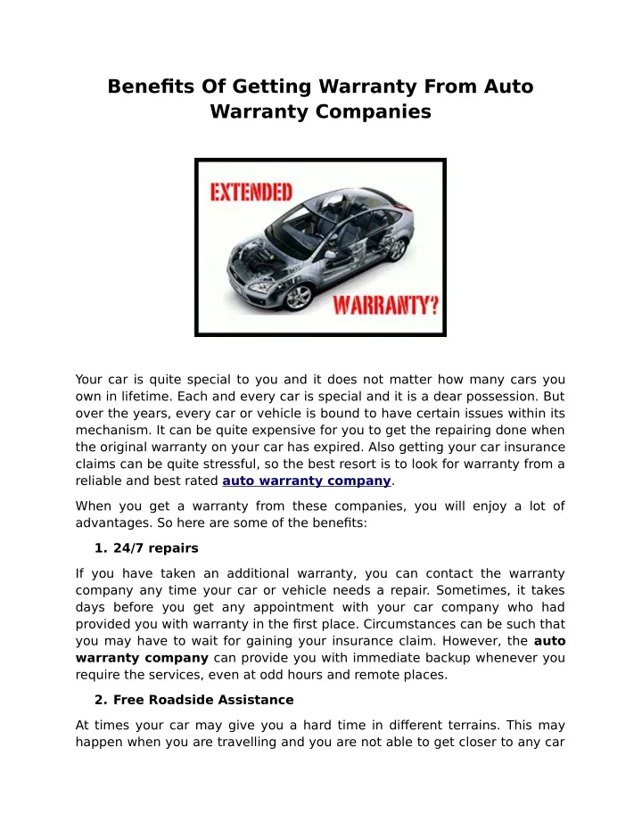 benefits of getting warranty from auto warranty