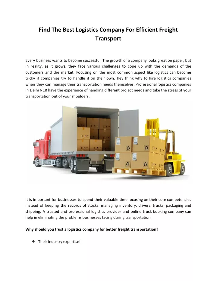 find the best logistics company for efficient