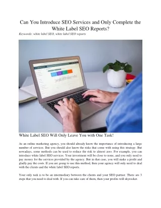 can you introduce seo services and only complete