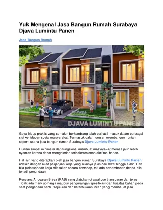 yuk mengenal jasa bangun rumah surabaya djava