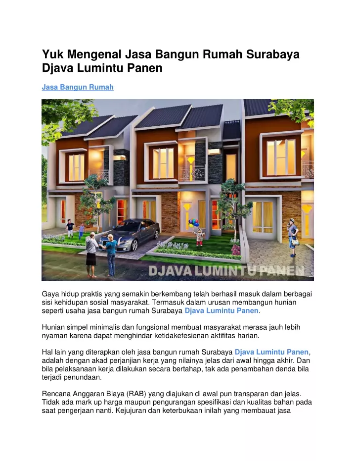 yuk mengenal jasa bangun rumah surabaya djava