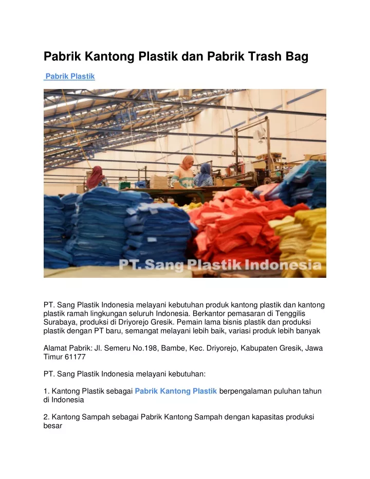 pabrik kantong plastik dan pabrik trash bag