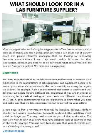 What Should I Look for in a Lab Furniture Supplier?