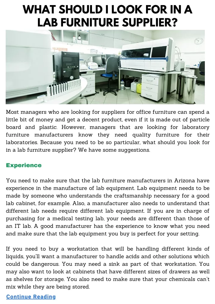 what should i look for in a lab furniture supplier