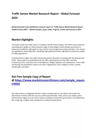 traffic sensor market research report global