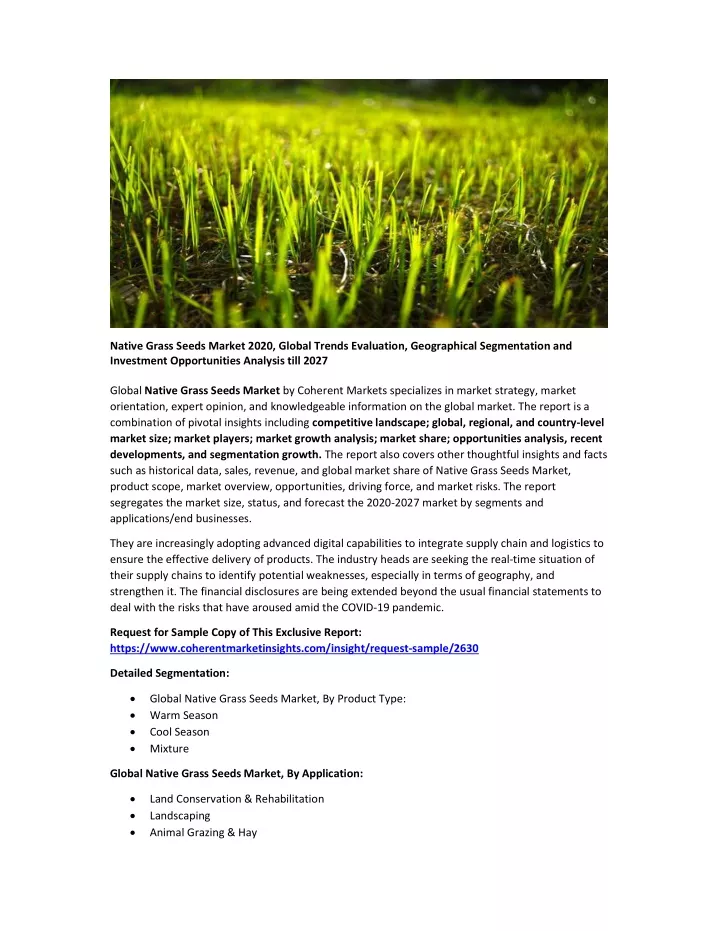 native grass seeds market 2020 global trends