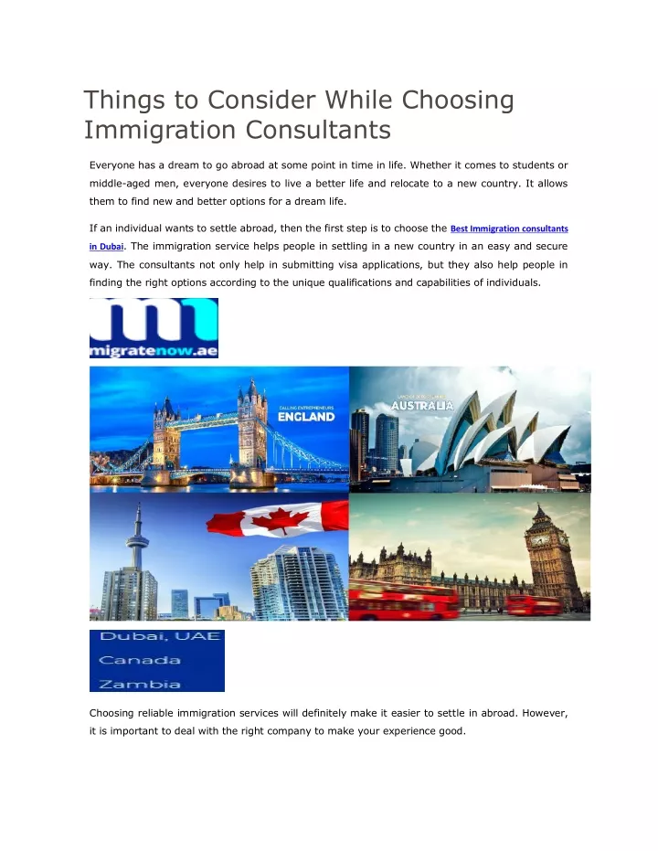 things to consider while choosing immigration