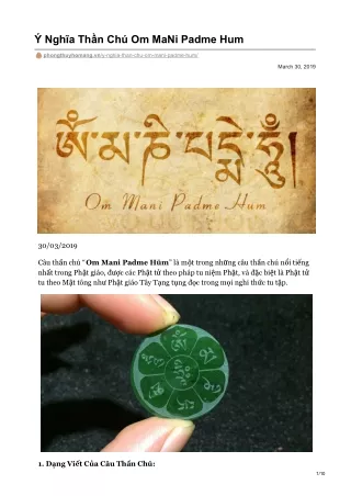ngh a th n ch om mani padme hum