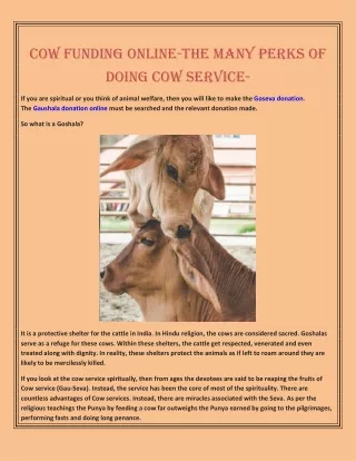 Cow funding online-The many perks of doing Cow service-